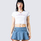 Suvi White Rhinestone Cropped Top model front