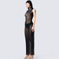Zeal Black Mesh Bodycon Maxi Dress