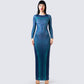 Larisa Body Print Knit Maxi Dress model front