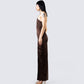Claude Brown Satin Gown