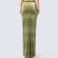 Ayla Olive Green Velvet Maxi Skirt