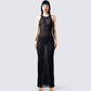 Rosario Black Mesh Maxi Dress model front