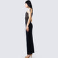 Rosario Black Mesh Maxi Dress