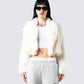 Estella Ivory Vegan Fur Coat model front