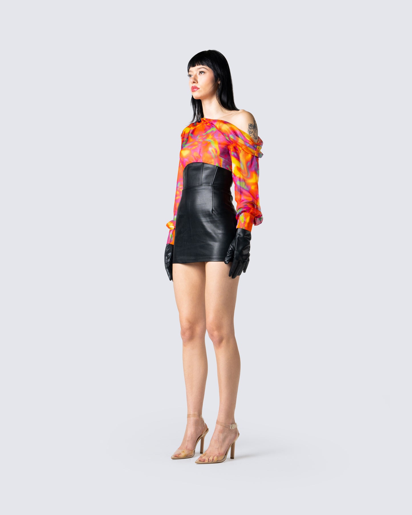 Monica Abstract Print Draped Top