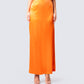 Odette Orange Satin Maxi Skirt model front
