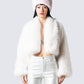 Hollis White Vegan Fur Coat model front
