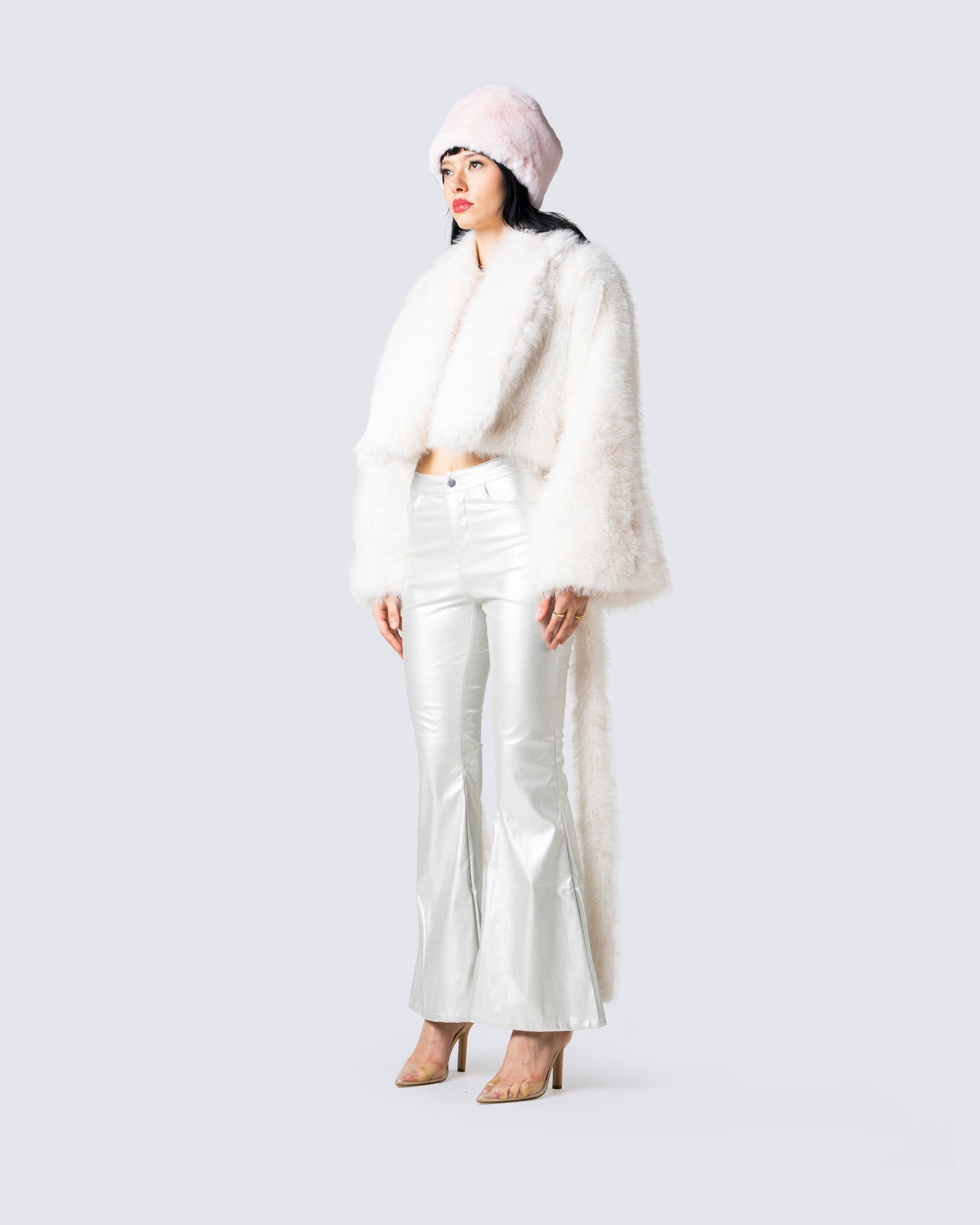 Hollis White Vegan Fur Coat
