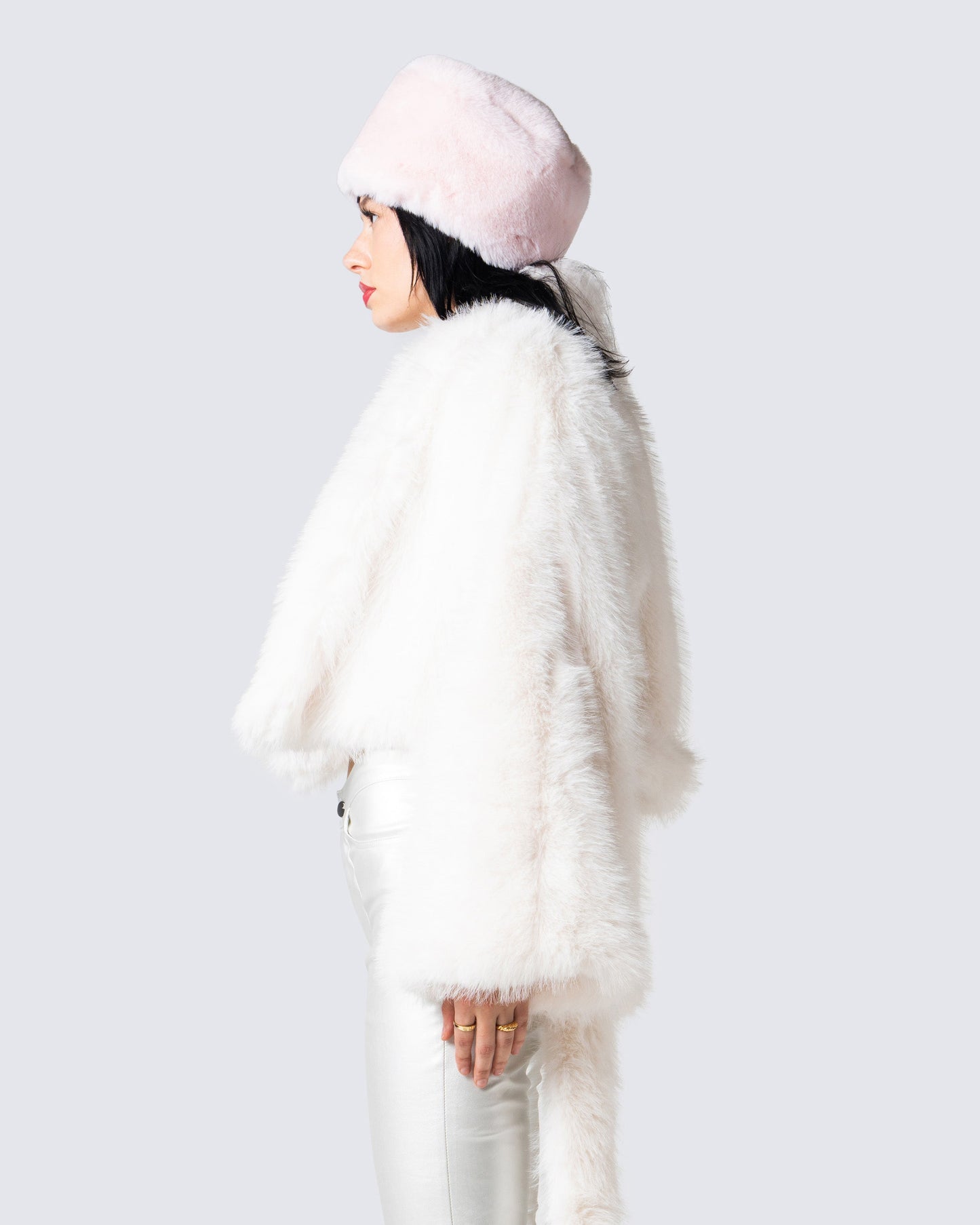 Hollis White Vegan Fur Coat