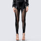 Trinity Black Sheer Spiral Legging model front