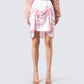 Edith Pink Satin High Low Skirt model front