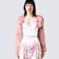 Edith Pink Vegan Fur Shrug Jacket model front