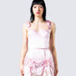 Edith Pink Satin Corset Top model front