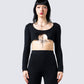 Christina Shimmer Knit Cropped Top model front