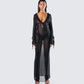 Florence Black Mesh Maxi Dress model front