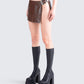 Lu Brown Vegan Leather Mini Skirt
