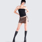 Lu Brown Vegan Leather Mini Skirt