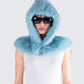 Jayden Aqua Fur Hood model front