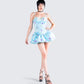 Tif Blue Satin Floral Bubble Dress