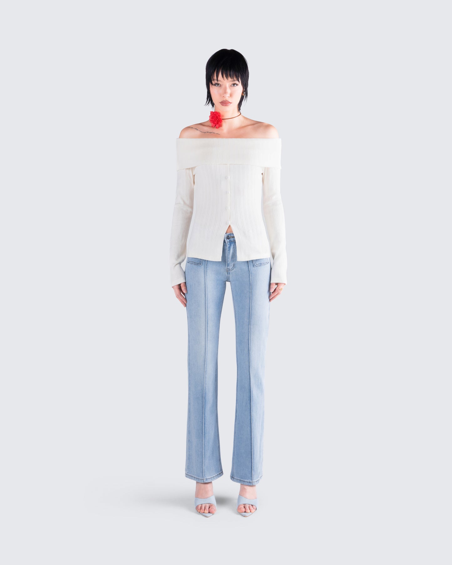 Zo Denim Set model front