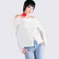 Zo Ivory Off Shoulder Sweater Top