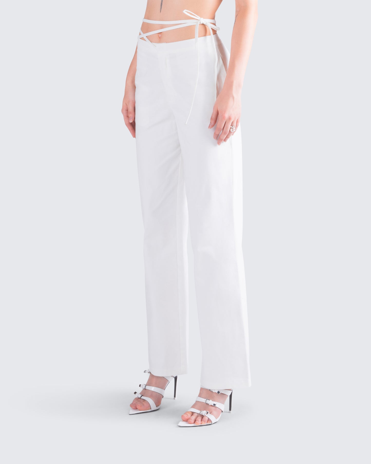 Bessie Ivory Low Rise Tie Pant
