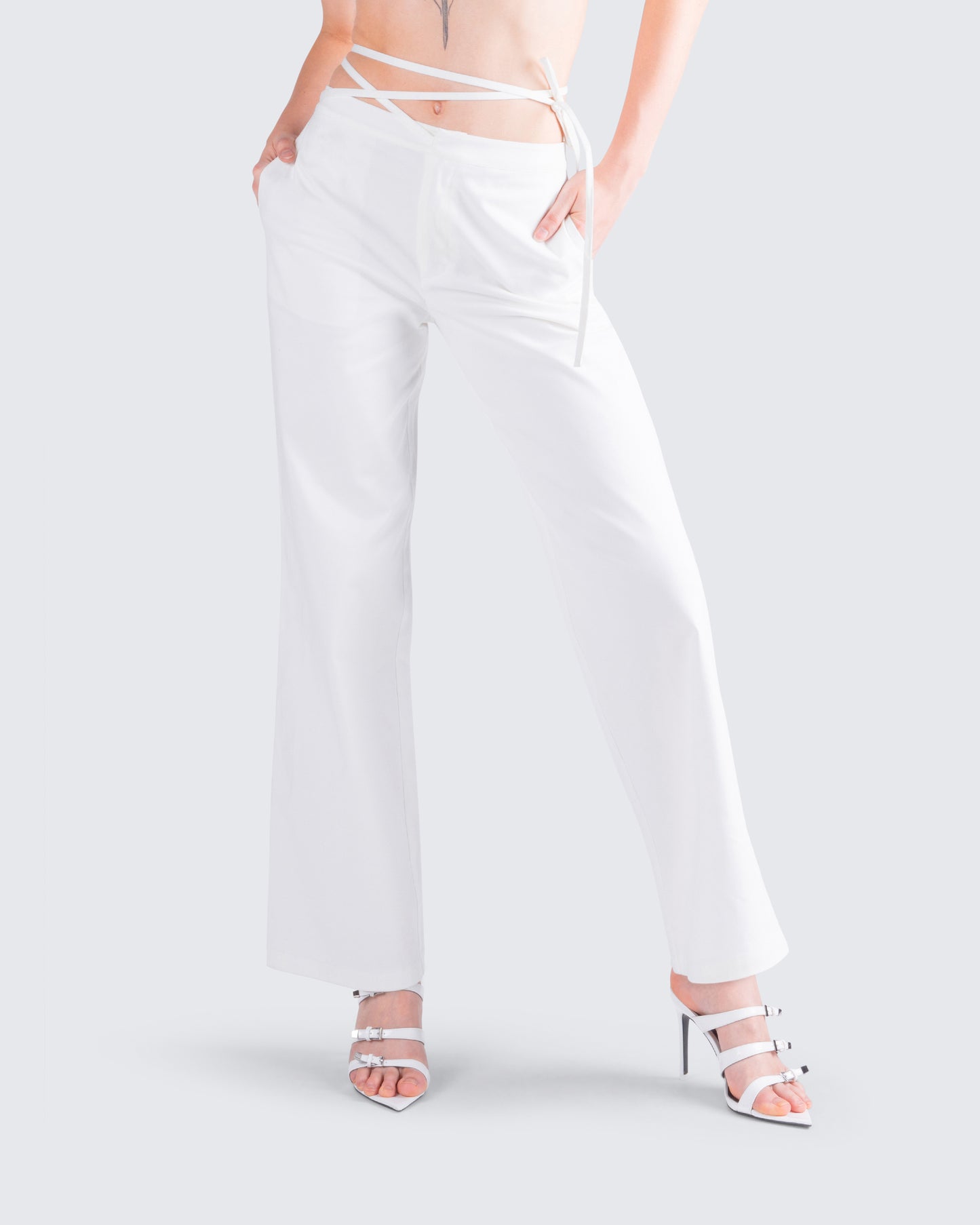 Bessie Ivory Low Rise Tie Pant