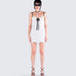 Daisy White Lace Floral Mini Dress model front