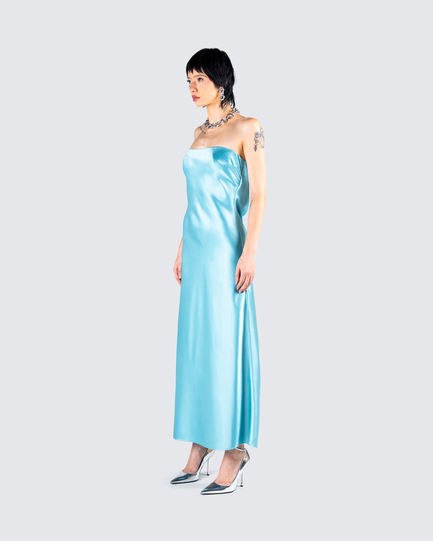 Jayden Aqua Strapless Dress