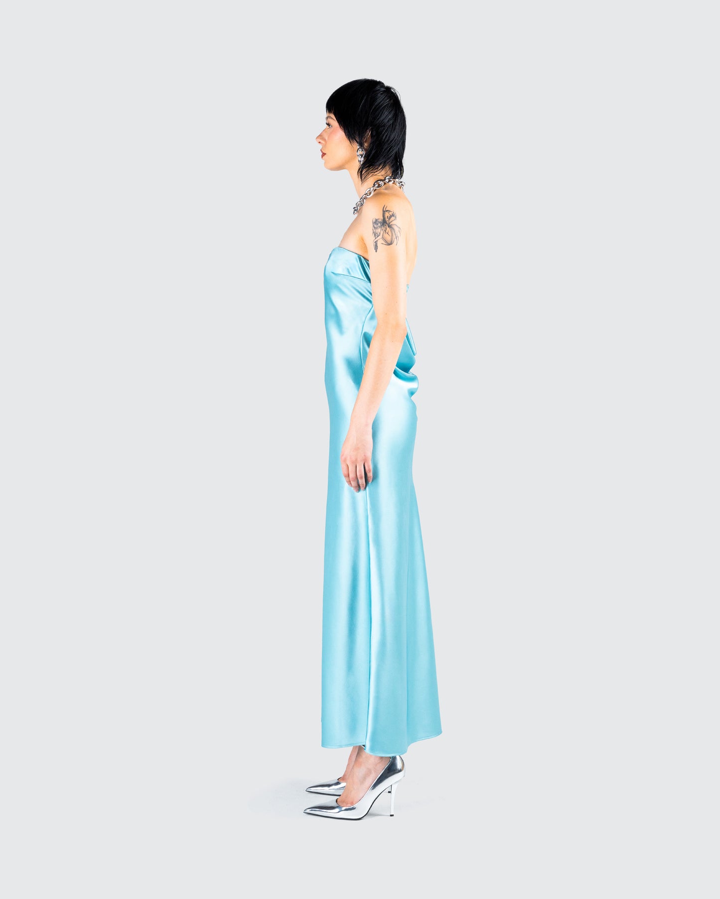 Jayden Aqua Strapless Dress
