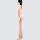 Lan Nude Rhinestone Maxi Dress