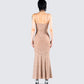 Lan Nude Rhinestone Maxi Dress