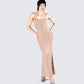 Lan Nude Rhinestone Maxi Dress