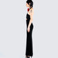 Nala Black Rhinestone Velvet Gown
