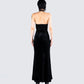 Nala Black Rhinestone Velvet Gown