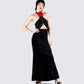 Nala Black Rhinestone Velvet Gown