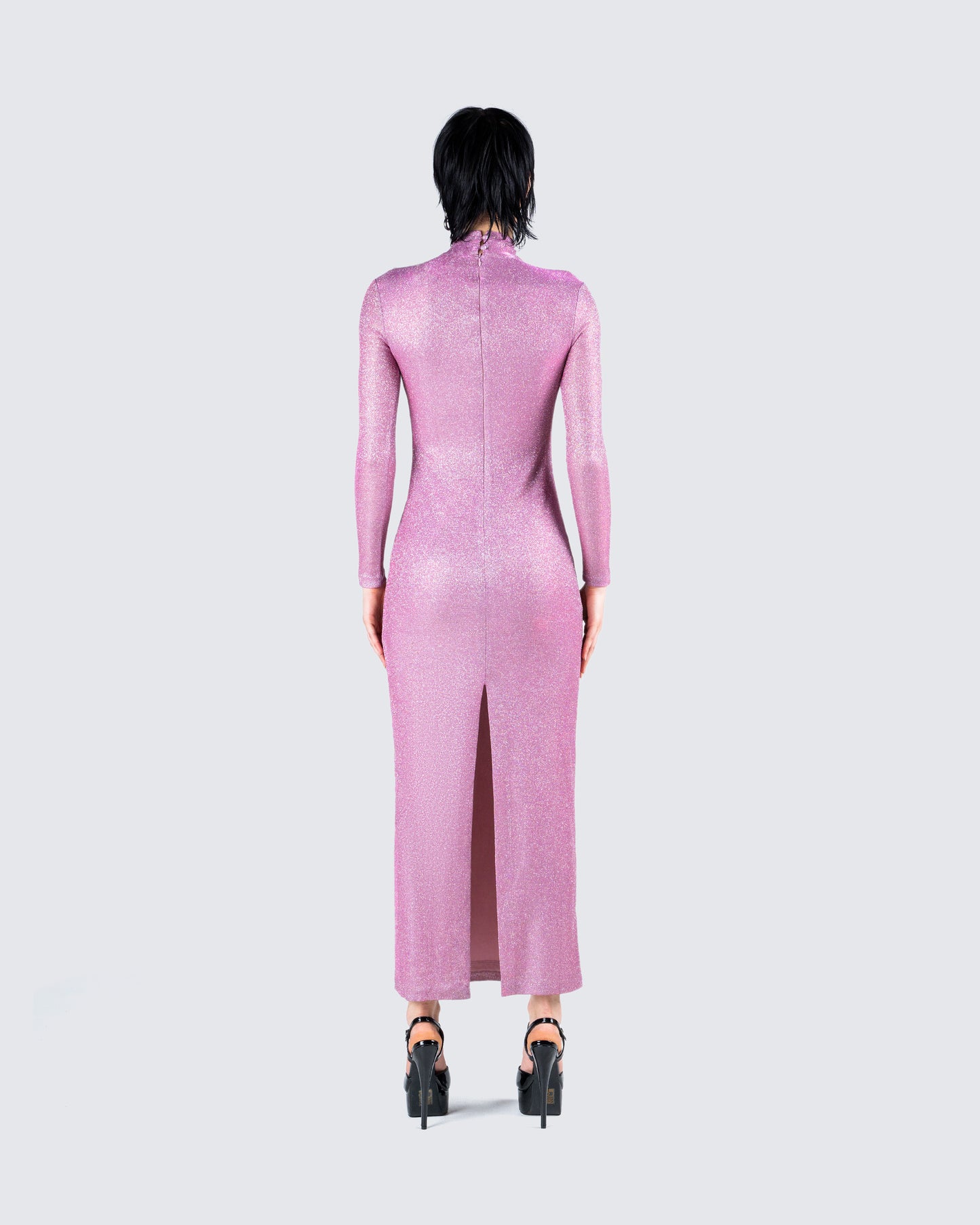 Sy Pink Shimmer Knit Maxi Dress