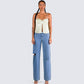 Rosella Olive Satin Twist Top model front