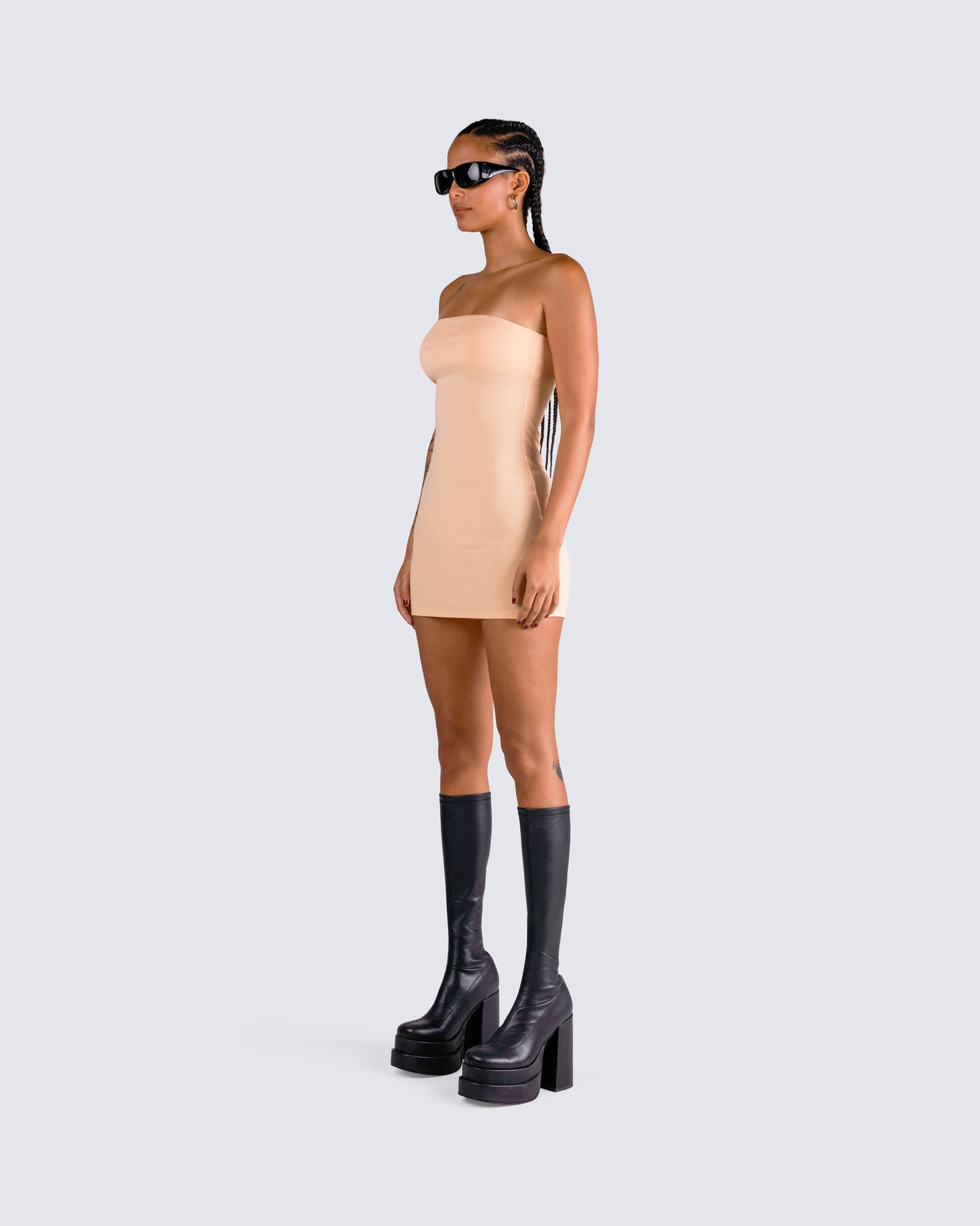 Maxine Beige Jersey Tube Dress