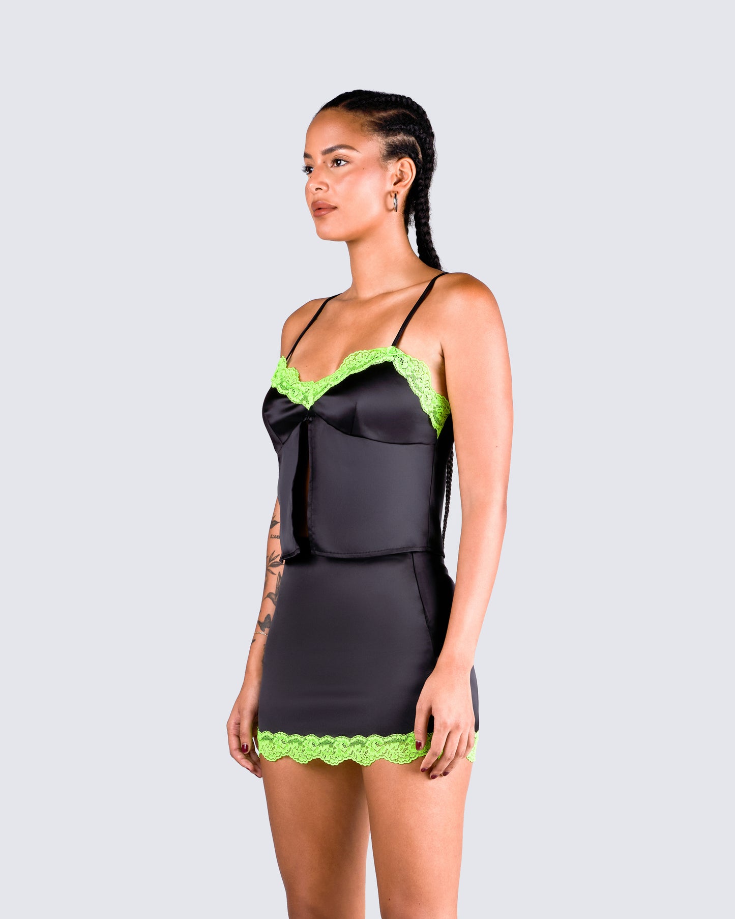 Nadya Black Satin Cami Top