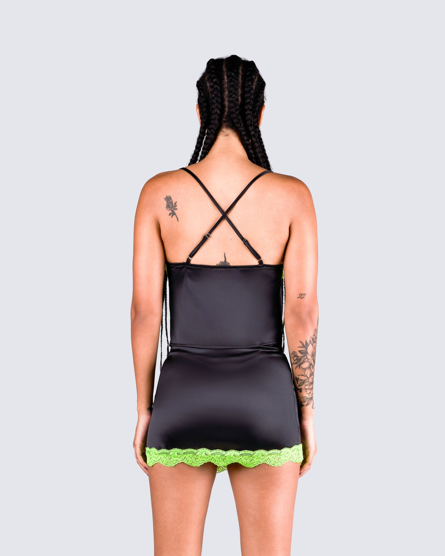 Nadya Black Satin Cami Top