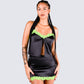 Nadya Black Satin Mini Skirt model front