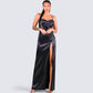 Lerata Black Satin Maxi Dress