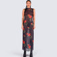 Tata Rose Print Mesh Maxi Dress model front