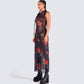 Tata Rose Print Mesh Maxi Dress