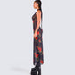 Tata Rose Print Mesh Maxi Dress