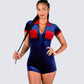 Johana Multi Velvet Mini Romper