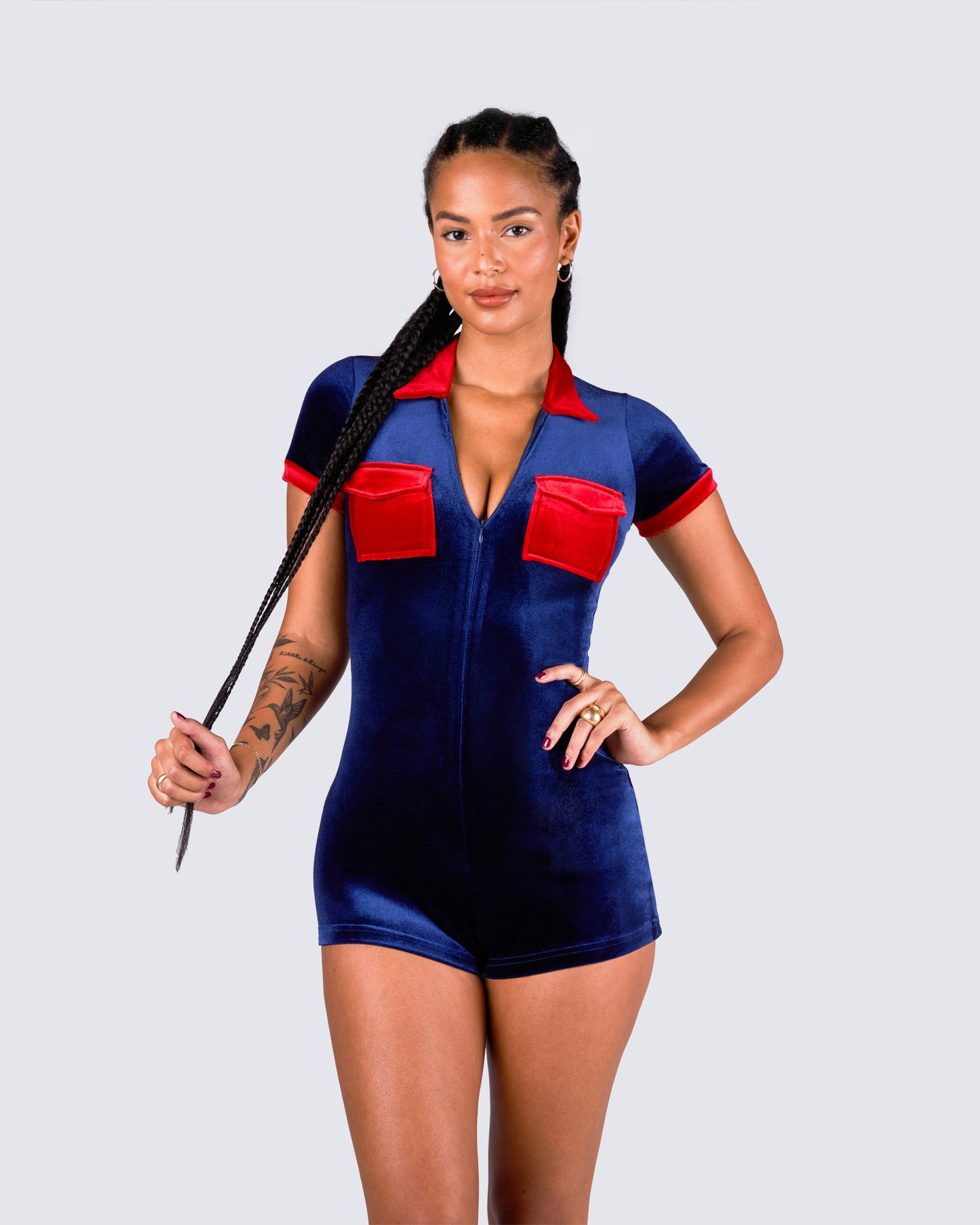 Johana Multi Velvet Mini Romper