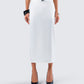 Georgia Ivory Satin Midi Skirt model front