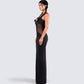 Tahlia Black Rhinestone Maxi Dress